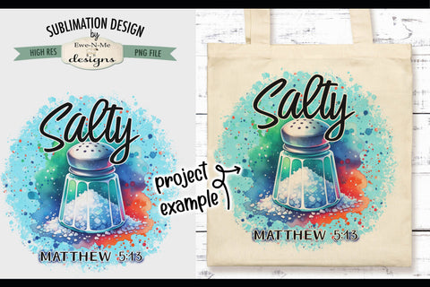 Salty Matthew 5:13 Salt Shaker Sublimation Design - PNG File Sublimation Ewe-N-Me Designs 