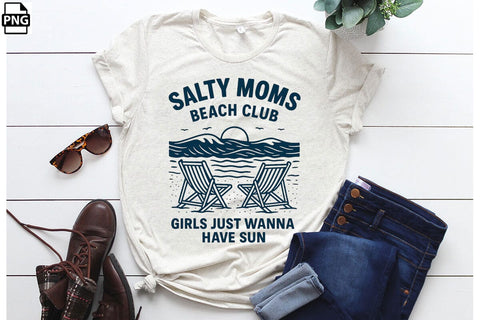 Salty Moms Beach Club Girls Just Wanna Have Sun PNG Printable File Sublimation Creativedesigntee 