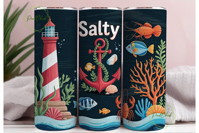 Salty Nautical Tumbler Wrap Sublimation PixelChick 