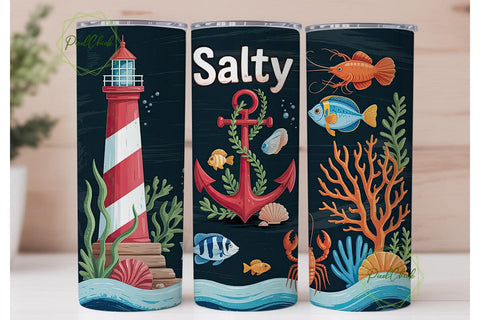 Salty Nautical Tumbler Wrap Sublimation PixelChick 