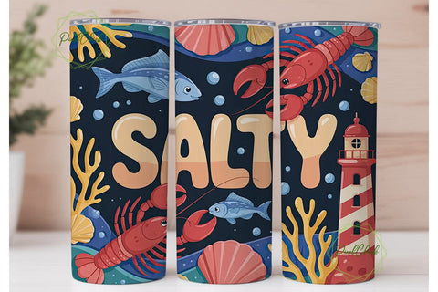 Salty Sea Life 20oz Tumbler Wrap Sublimation PixelChick 