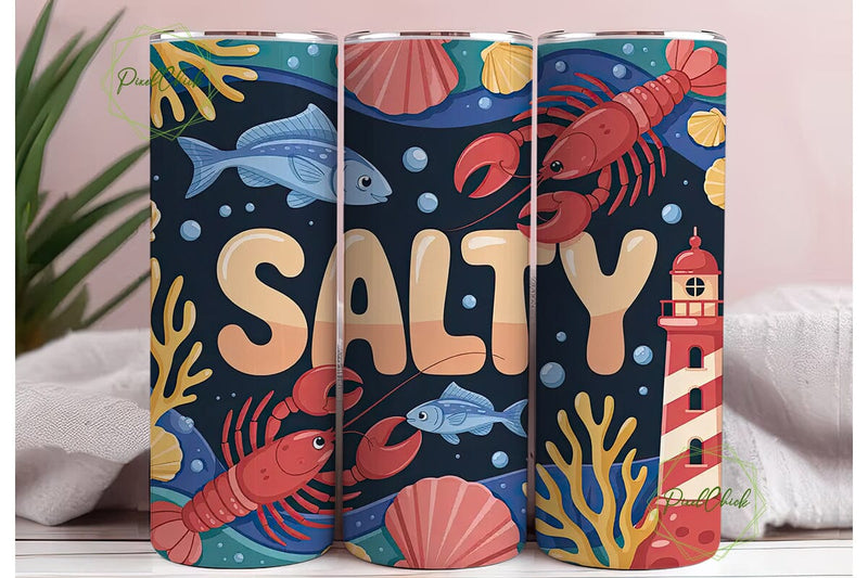 Salty Sea Life 20oz Tumbler Wrap Sublimation PixelChick 