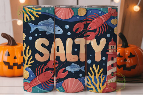Salty Sea Life 20oz Tumbler Wrap Sublimation PixelChick 