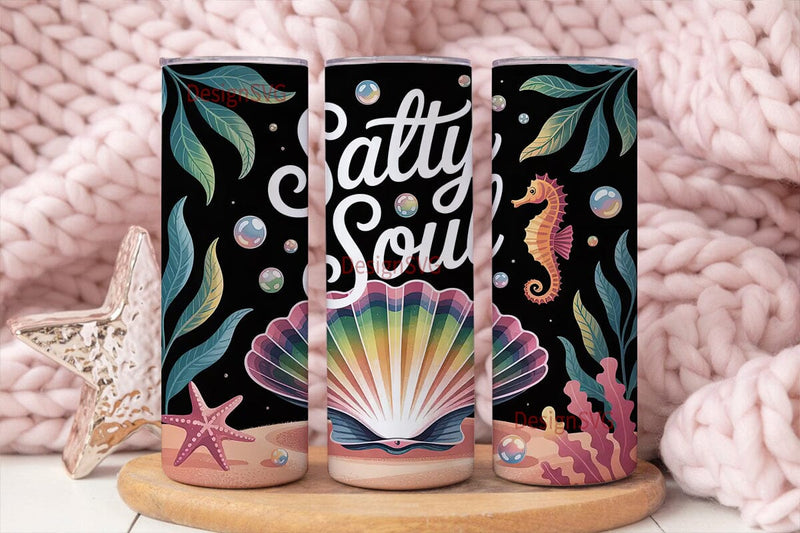 Salty Soul 20oz Tumbler Wrap Sublimation DesignSVG 