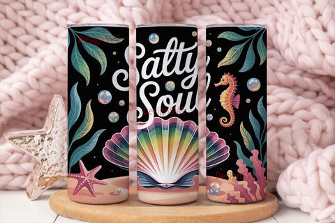 Salty Soul 20oz Tumbler Wrap Sublimation DesignSVG 