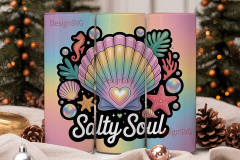 Salty Soul 20oz Tumbler Wrap Sublimation DesignSVG 