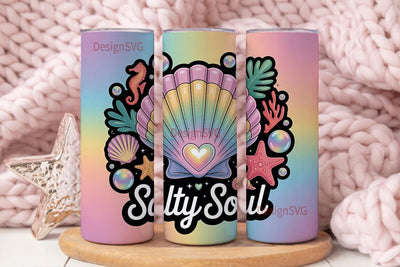 Salty Soul 20oz Tumbler Wrap Sublimation DesignSVG 