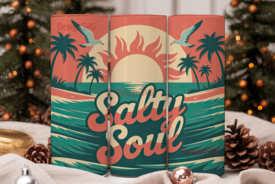 Salty Soul Beach Vibe 20oz Tumbler Wrap Sublimation DesignSVG 