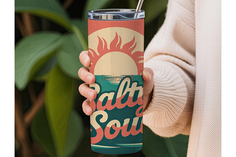 Salty Soul Beach Vibe 20oz Tumbler Wrap Sublimation DesignSVG 
