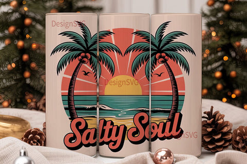 Salty Soul Beach Vibes 20oz Tumbler Wrap Sublimation DesignSVG 