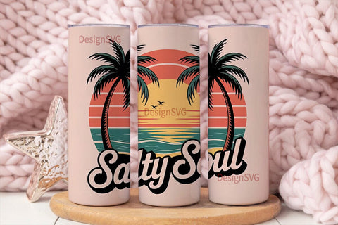 Salty Soul Beach Vibes 20oz Tumbler Wrap Sublimation DesignSVG 