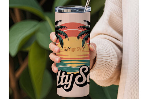 Salty Soul Beach Vibes 20oz Tumbler Wrap Sublimation DesignSVG 