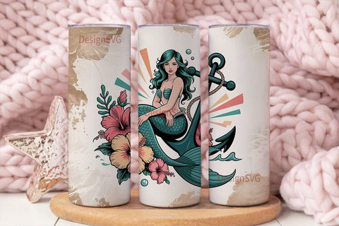 Salty Soul Mermaid 20oz Tumbler Wrap Sublimation DesignSVG 