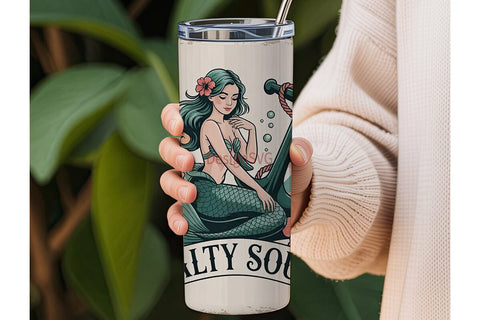 Salty Soul Mermaid 20oz Tumbler Wrap Sublimation DesignSVG 