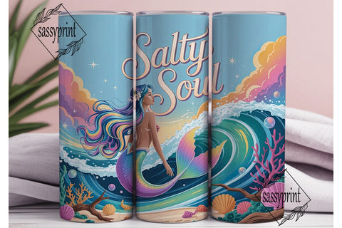 Salty Soul Mermaid Sunset 20oz Wrap Sublimation sassyprint 