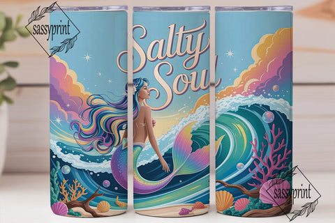 Salty Soul Mermaid Sunset 20oz Wrap Sublimation sassyprint 