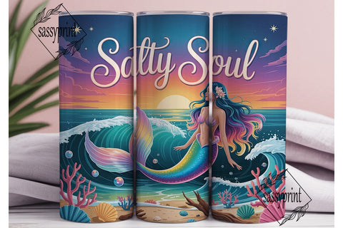 Salty Soul Mermaid Sunset 20oz Wrap Sublimation sassyprint 