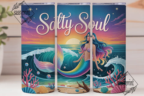 Salty Soul Mermaid Sunset 20oz Wrap Sublimation sassyprint 