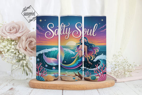 Salty Soul Mermaid Sunset 20oz Wrap Sublimation sassyprint 