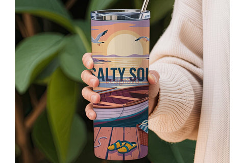 Salty Soul Seaside Dock 20oz Tumbler Sublimation DesignSVG 
