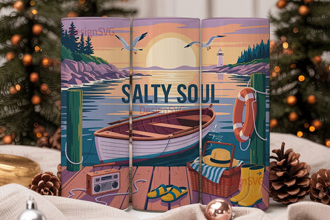 Salty Soul Seaside Dock 20oz Tumbler Sublimation DesignSVG 