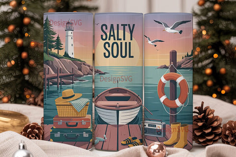 Salty Soul Seaside Dock 20oz Tumbler Sublimation DesignSVG 