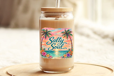 Salty Soul Tropical Beach PNG, Palm Tree Sunset Sublimation Design Sublimation Pickled Thistle Creative 