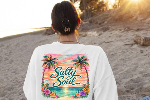 Salty Soul Tropical Beach PNG, Palm Tree Sunset Sublimation Design Sublimation Pickled Thistle Creative 