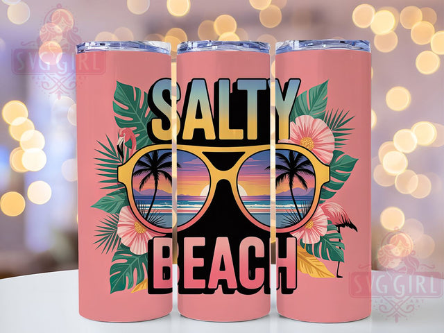 Salty Summer Shades 20oz Tumbler, Salty Beach Wrap, Beach Vibes PNG, 20oz Skinny Tumbler, Salty Summer Sublimation, Coastal Sunglasses Art, Beach Vacation Design, Tropical Summer Graphic Sublimation SvggirlplusArt 