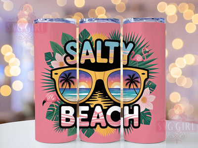 Salty Summer Shades 20oz Tumbler, Salty Beach Wrap, Beach Vibes PNG, 20oz Skinny Tumbler, Salty Summer Sublimation, Coastal Sunglasses Art, Beach Vacation Design, Tropical Summer Graphic Sublimation SvggirlplusArt 