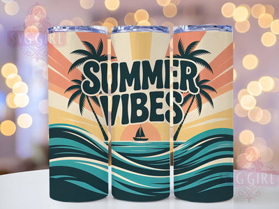 Salty Summer Vibes 20oz Tumbler, Salty Summer Vibes Phrase, Coastal Tropical Theme, Vintage Beach Illustration, Sublimation Tumbler Wrap, 20oz Tumbler, Fun Summer Gift Sublimation SvggirlplusArt 