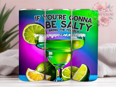 Salty Tequila Fun 20oz Tumbler, Salty Tequila, Cocktail Theme, Party Vibes, Whimsical Design, Drink Motif, Skinny Tumbler, Sublimation PNG Sublimation Li Zamperini 