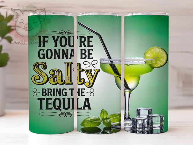 Salty Tequila Party Lover Tumbler, Funny Tequila Sublimation Design, Party Quote Tequila Art, 20oz Tequila Lover Tumbler, Whimsical Tequila Mug, Humorous Party Cup, Glitter Tequila Wrap Sublimation Lara' s Designs 