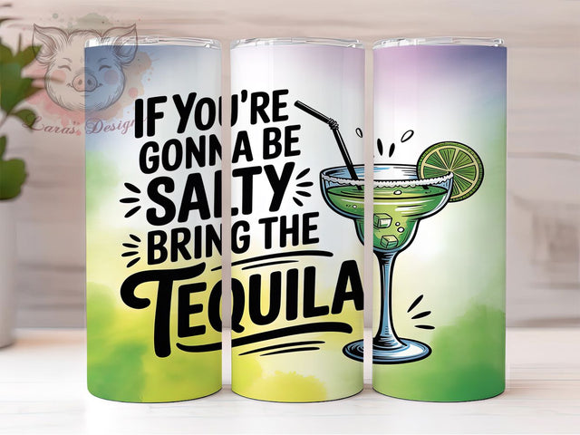 Salty Tequila Party Lover Tumbler, Funny Tequila Sublimation Design, Party Quote Tequila Art, 20oz Tequila Lover Tumbler, Whimsical Tequila Mug, Humorous Party Cup, Glitter Tequila Wrap Sublimation Lara' s Designs 