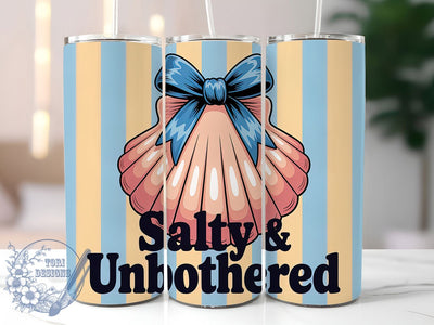 Salty & Unbothered 20oz Tumbler, Salty & Unbothered Quote, Fun Summer Saying, Tropical Sublimation Design, Vintage Summer Vibes, Ocean Theme Wrap, 20oz Tumbler Wrap, Sublimation Design PNG, Summer Gift Sublimation ToriDesigns 