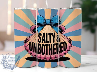 Salty & Unbothered 20oz Tumbler, Salty & Unbothered Quote, Fun Summer Saying, Tropical Sublimation Design, Vintage Summer Vibes, Ocean Theme Wrap, 20oz Tumbler Wrap, Sublimation Design PNG, Summer Gift Sublimation ToriDesigns 