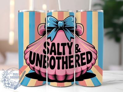 Salty & Unbothered 20oz Tumbler, Salty & Unbothered Quote, Fun Summer Saying, Tropical Sublimation Design, Vintage Summer Vibes, Ocean Theme Wrap, 20oz Tumbler Wrap, Sublimation Design PNG, Summer Gift Sublimation ToriDesigns 