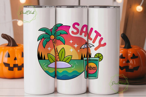 Salty Vibes 20oz Tumbler Wrap Sublimation PixelChick 
