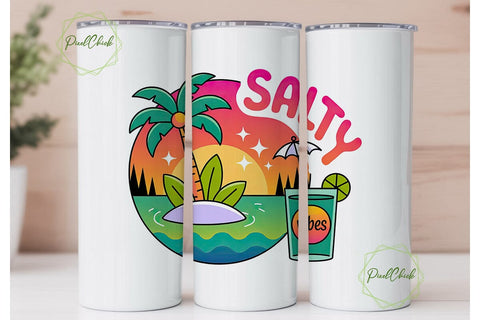 Salty Vibes 20oz Tumbler Wrap Sublimation PixelChick 
