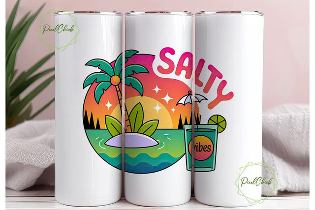 Salty Vibes 20oz Tumbler Wrap Sublimation PixelChick 