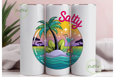 Salty Vibes 20oz Tumbler Wrap Sublimation PixelChick 