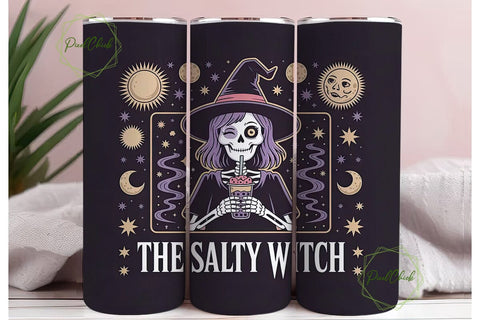 Salty Witch Boba Tumbler Wrap Sublimation PixelChick 