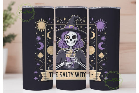 Salty Witch Boba Tumbler Wrap Sublimation PixelChick 