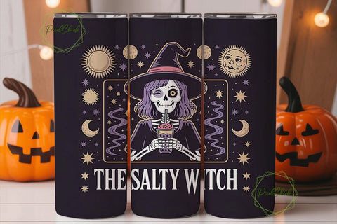 Salty Witch Boba Tumbler Wrap Sublimation PixelChick 