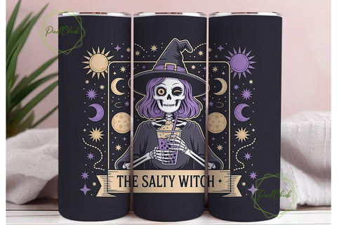 Salty Witch Boba Tumbler Wrap Sublimation PixelChick 