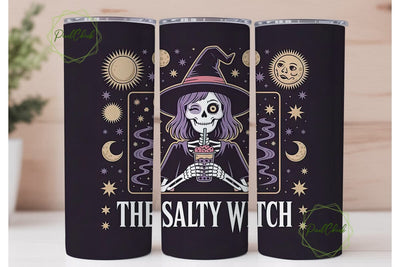 Salty Witch Boba Tumbler Wrap Sublimation PixelChick 