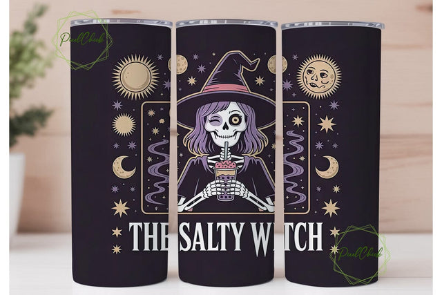 Salty Witch Boba Tumbler Wrap Sublimation PixelChick 
