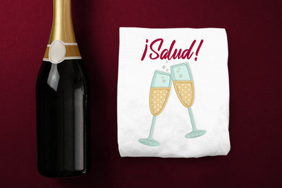 Salud Champán Spanish Toast with Champagne Applique Embroidery Embroidery/Applique DESIGNS Designed by Geeks 