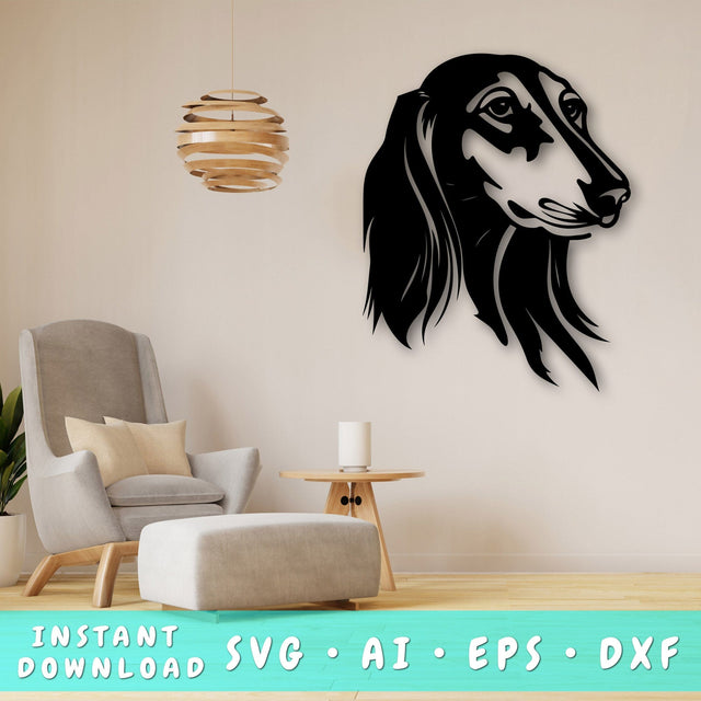 Saluki Laser SVG Cut File, Saluki Glowforge File, Saluki DXF, Saluki Wall Art SVG SVG HappyDesignStudio 