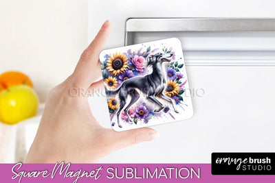 Saluki Magnet Sublimation - Dog Mom Floral Magnet PNG Design Sublimation OrangeBrushStudio 